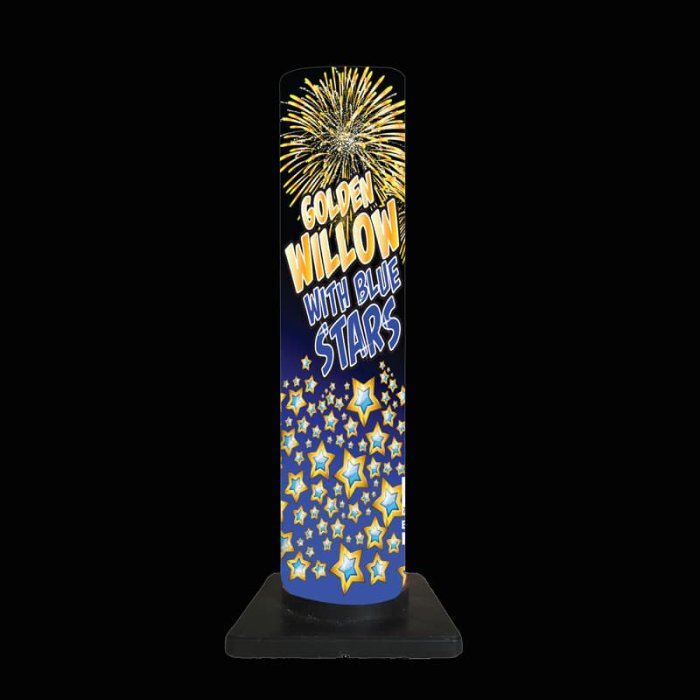 Golden Willow with Blue Stars